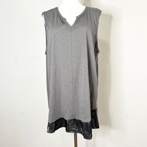 Eileen Fisher Sleepwear Garnet Hill Gray Organic Cotton Silk Trim Tunic XL